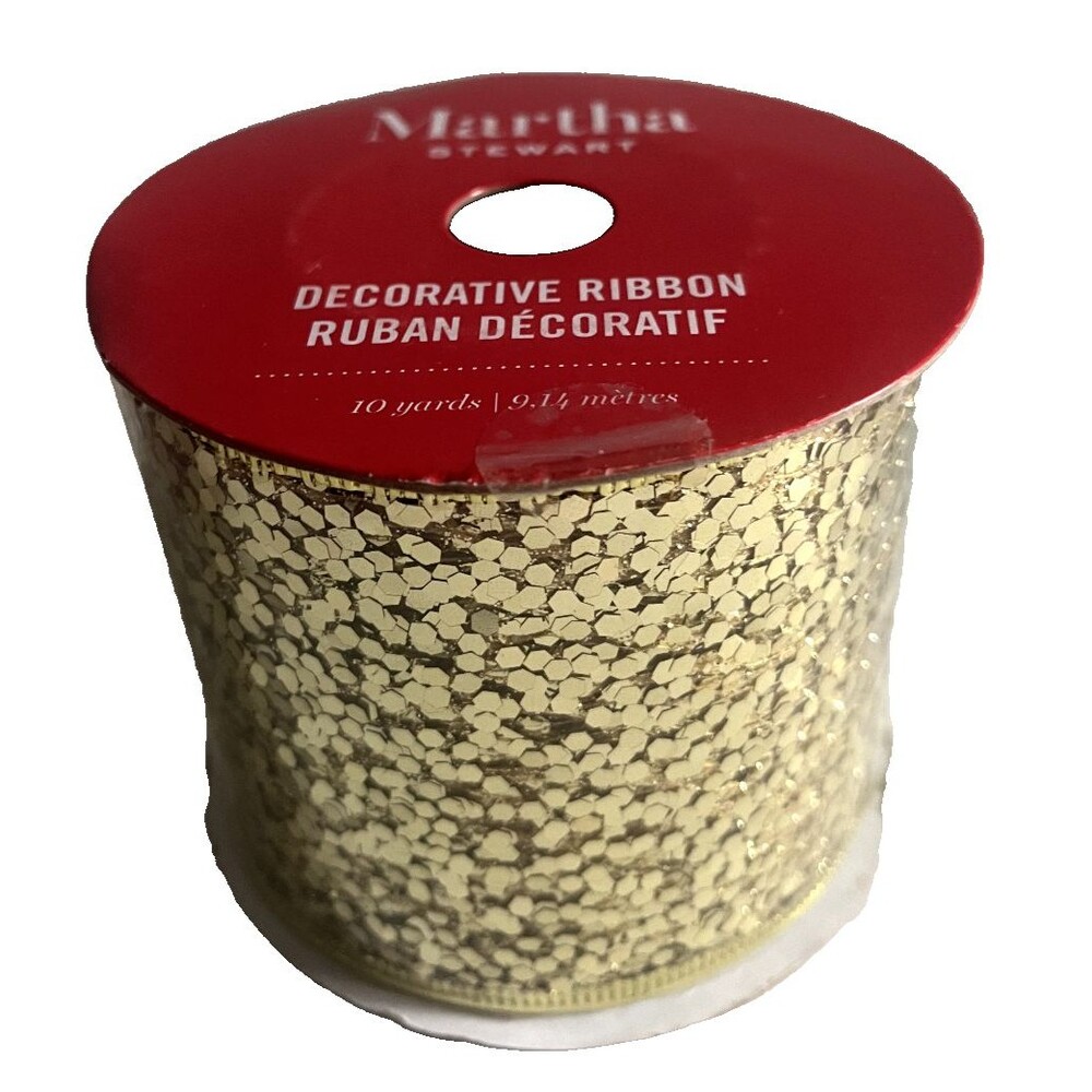 Martha Stewart Gold Ribbon 10 Yd x 3" Christmas Decorative Gift Holiday Birthday
